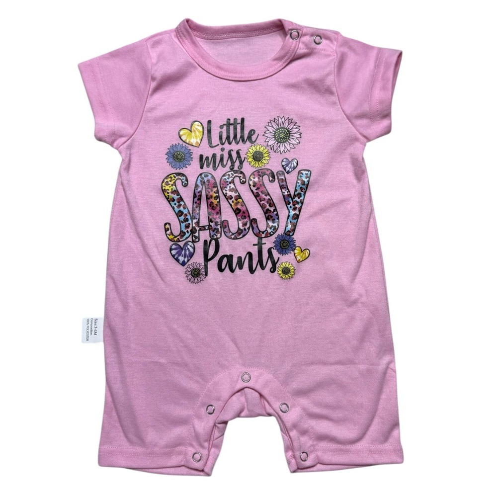 Pink Little Miss Sassy Pants Baby Romper | 3-6M